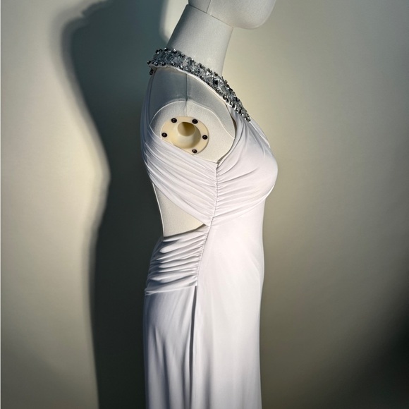 70s Inspired White Rhinestone Evening Gown - Picture 5 of 11